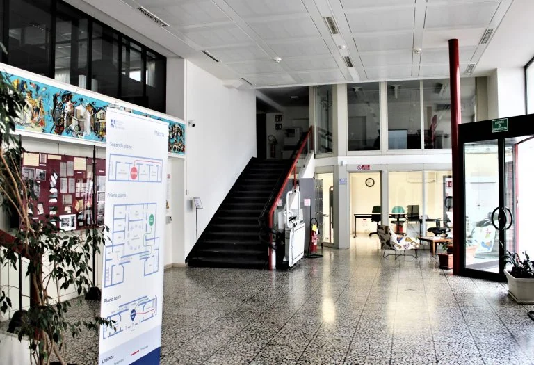 Pannelli espositivi nell’atrio dell’Archivio